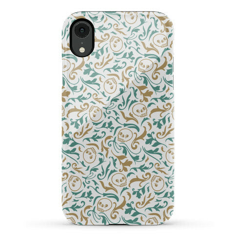 Filigree Flowers and Skulls Pattern Phone Case