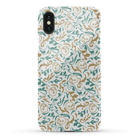 Filigree Flowers and Skulls Pattern Phone Case