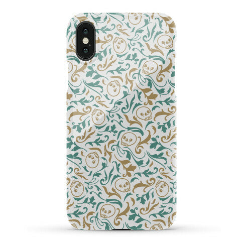 Filigree Flowers and Skulls Pattern Phone Case