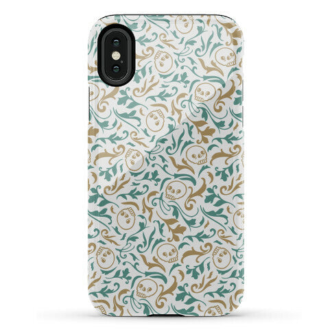 Filigree Flowers and Skulls Pattern Phone Case