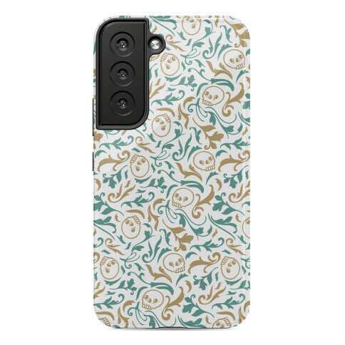 Filigree Flowers and Skulls Pattern Phone Case