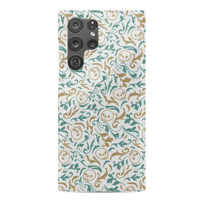 Filigree Flowers and Skulls Pattern Phone Case