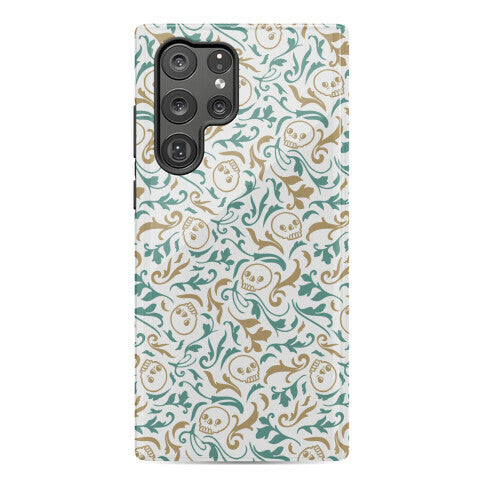 Filigree Flowers and Skulls Pattern Phone Case