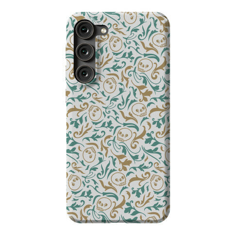 Filigree Flowers and Skulls Pattern Phone Case