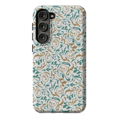 Filigree Flowers and Skulls Pattern Phone Case