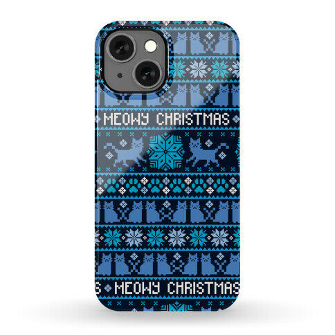 Meowy Christmas Cat Sweater Pattern Phone Case