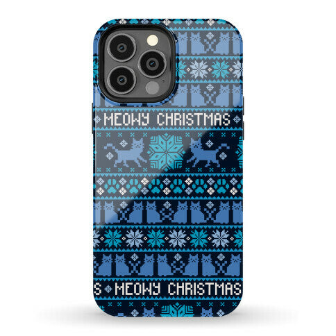 Meowy Christmas Cat Sweater Pattern Phone Case