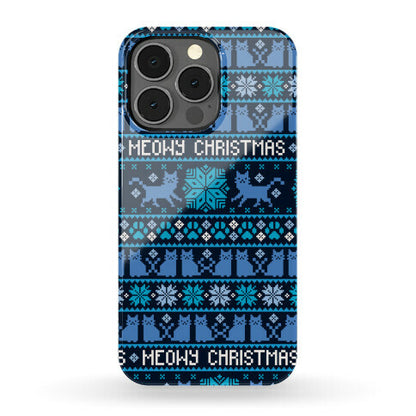 Meowy Christmas Cat Sweater Pattern Phone Case