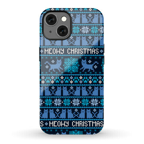 Meowy Christmas Cat Sweater Pattern Phone Case