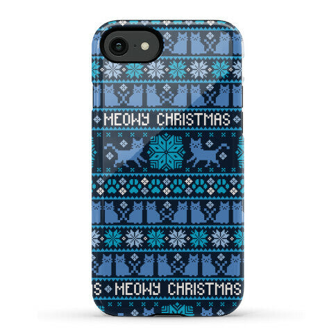 Meowy Christmas Cat Sweater Pattern Phone Case