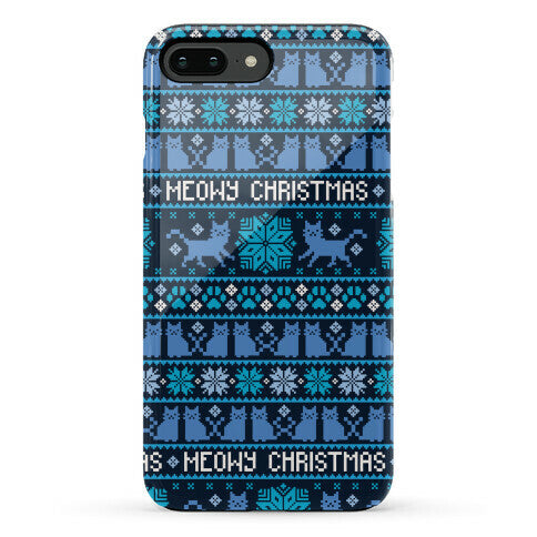 Meowy Christmas Cat Sweater Pattern Phone Case