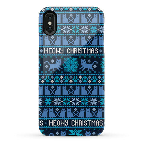 Meowy Christmas Cat Sweater Pattern Phone Case