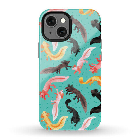 Cute Bright Axolotl Pattern Phone Case