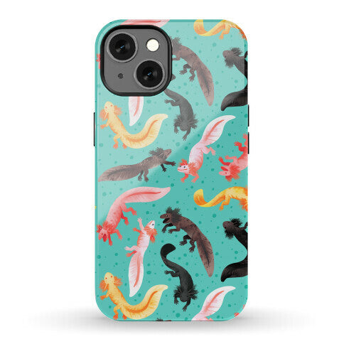 Cute Bright Axolotl Pattern Phone Case