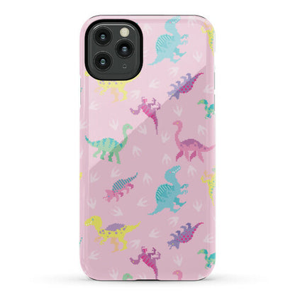 Cute Pastel Pixel Dinosaur Pattern Phone Case