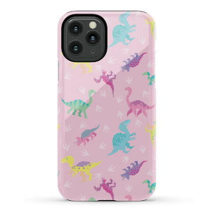 Cute Pastel Pixel Dinosaur Pattern Phone Case