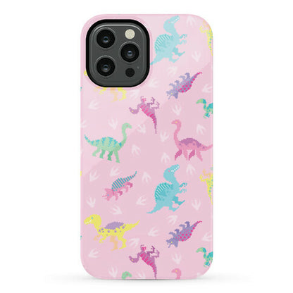 Cute Pastel Pixel Dinosaur Pattern Phone Case