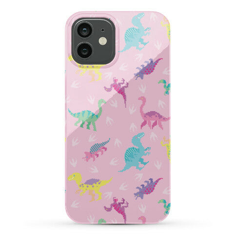 Cute Pastel Pixel Dinosaur Pattern Phone Case