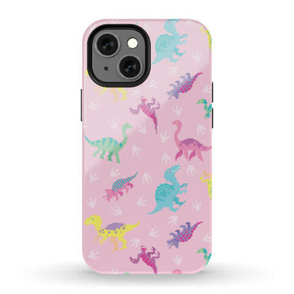 Cute Pastel Pixel Dinosaur Pattern Phone Case