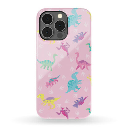 Cute Pastel Pixel Dinosaur Pattern Phone Case