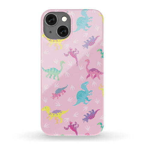 Cute Pastel Pixel Dinosaur Pattern Phone Case