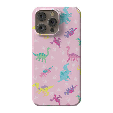 Cute Pastel Pixel Dinosaur Pattern Phone Case