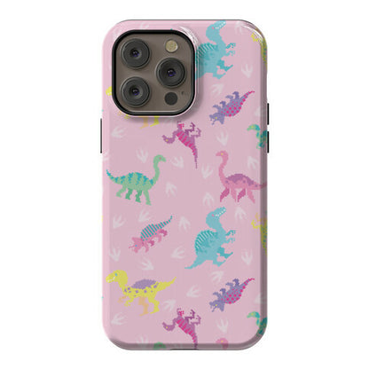 Cute Pastel Pixel Dinosaur Pattern Phone Case