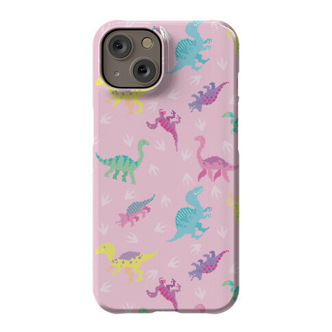 Cute Pastel Pixel Dinosaur Pattern Phone Case