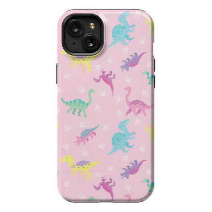 Cute Pastel Pixel Dinosaur Pattern Phone Case