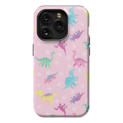 Cute Pastel Pixel Dinosaur Pattern Phone Case