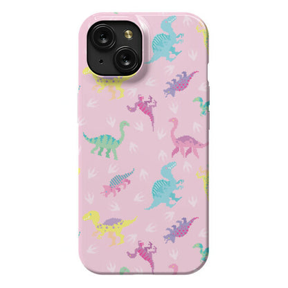 Cute Pastel Pixel Dinosaur Pattern Phone Case