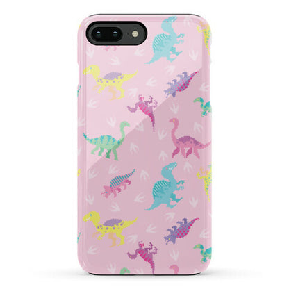 Cute Pastel Pixel Dinosaur Pattern Phone Case