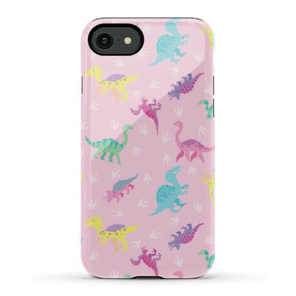 Cute Pastel Pixel Dinosaur Pattern Phone Case
