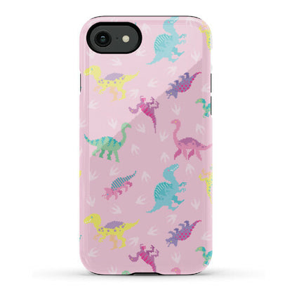 Cute Pastel Pixel Dinosaur Pattern Phone Case