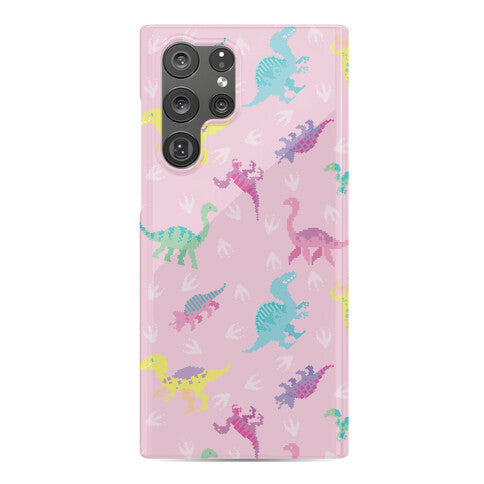 Cute Pastel Pixel Dinosaur Pattern Phone Case