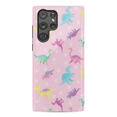 Cute Pastel Pixel Dinosaur Pattern Phone Case