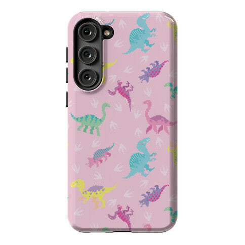 Cute Pastel Pixel Dinosaur Pattern Phone Case