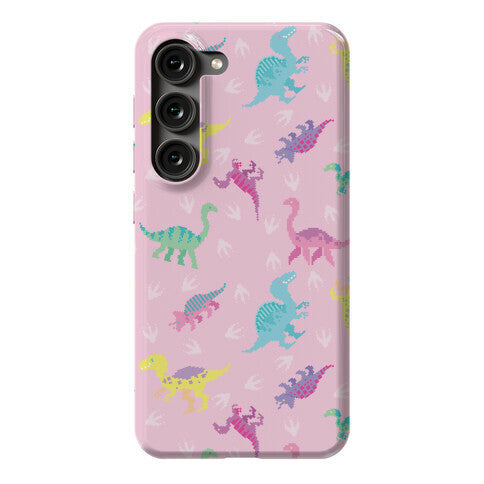 Cute Pastel Pixel Dinosaur Pattern Phone Case