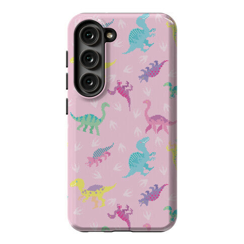 Cute Pastel Pixel Dinosaur Pattern Phone Case