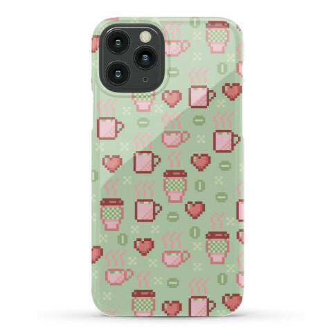 Pastel Coffee Pixel Art Pattern Phone Case