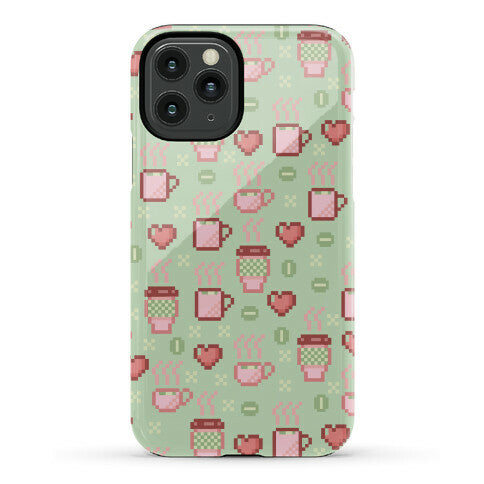 Pastel Coffee Pixel Art Pattern Phone Case