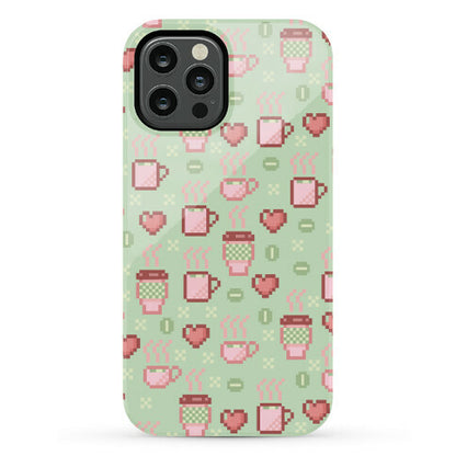 Pastel Coffee Pixel Art Pattern Phone Case