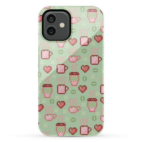 Pastel Coffee Pixel Art Pattern Phone Case