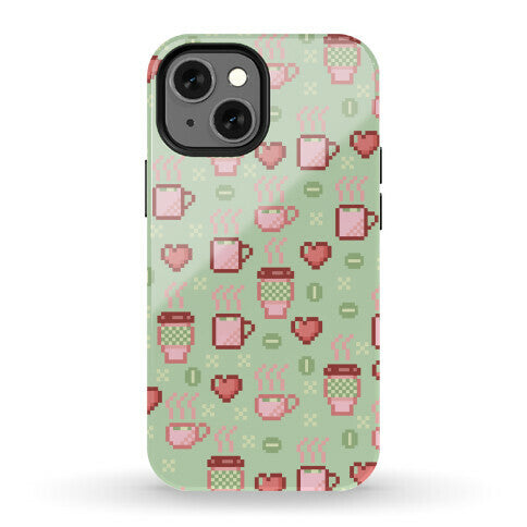 Pastel Coffee Pixel Art Pattern Phone Case