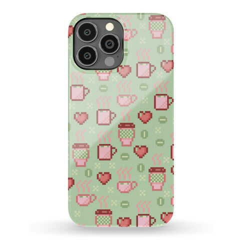 Pastel Coffee Pixel Art Pattern Phone Case