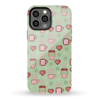 Pastel Coffee Pixel Art Pattern Phone Case