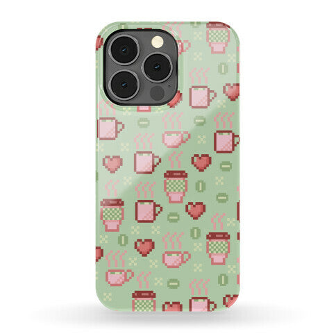 Pastel Coffee Pixel Art Pattern Phone Case