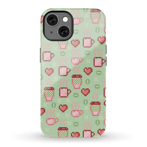 Pastel Coffee Pixel Art Pattern Phone Case