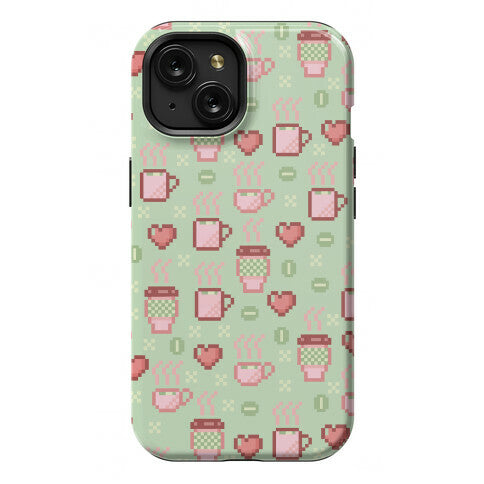 Pastel Coffee Pixel Art Pattern Phone Case