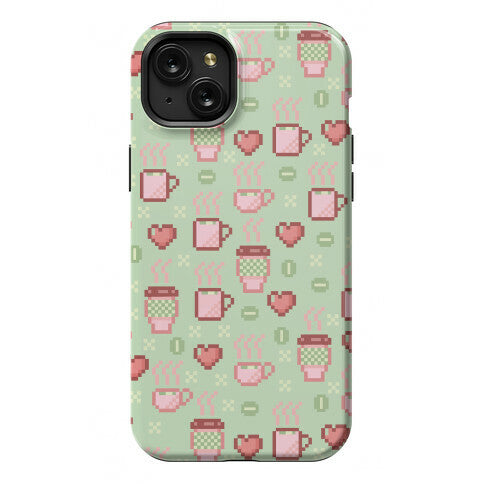 Pastel Coffee Pixel Art Pattern Phone Case